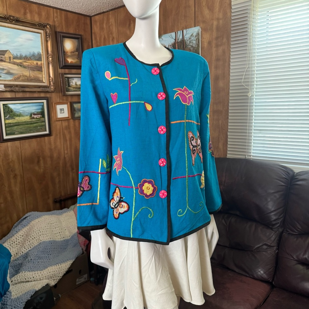 Indigo Moon Unique Boho Floral Jacket Blazer